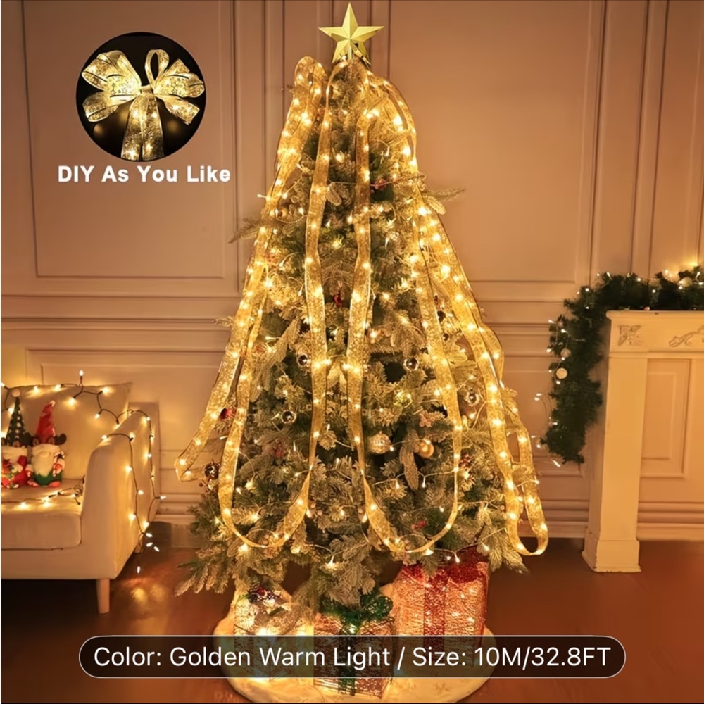 Golden Starry Ribbon with LED Lights - Picture 4 of 6
